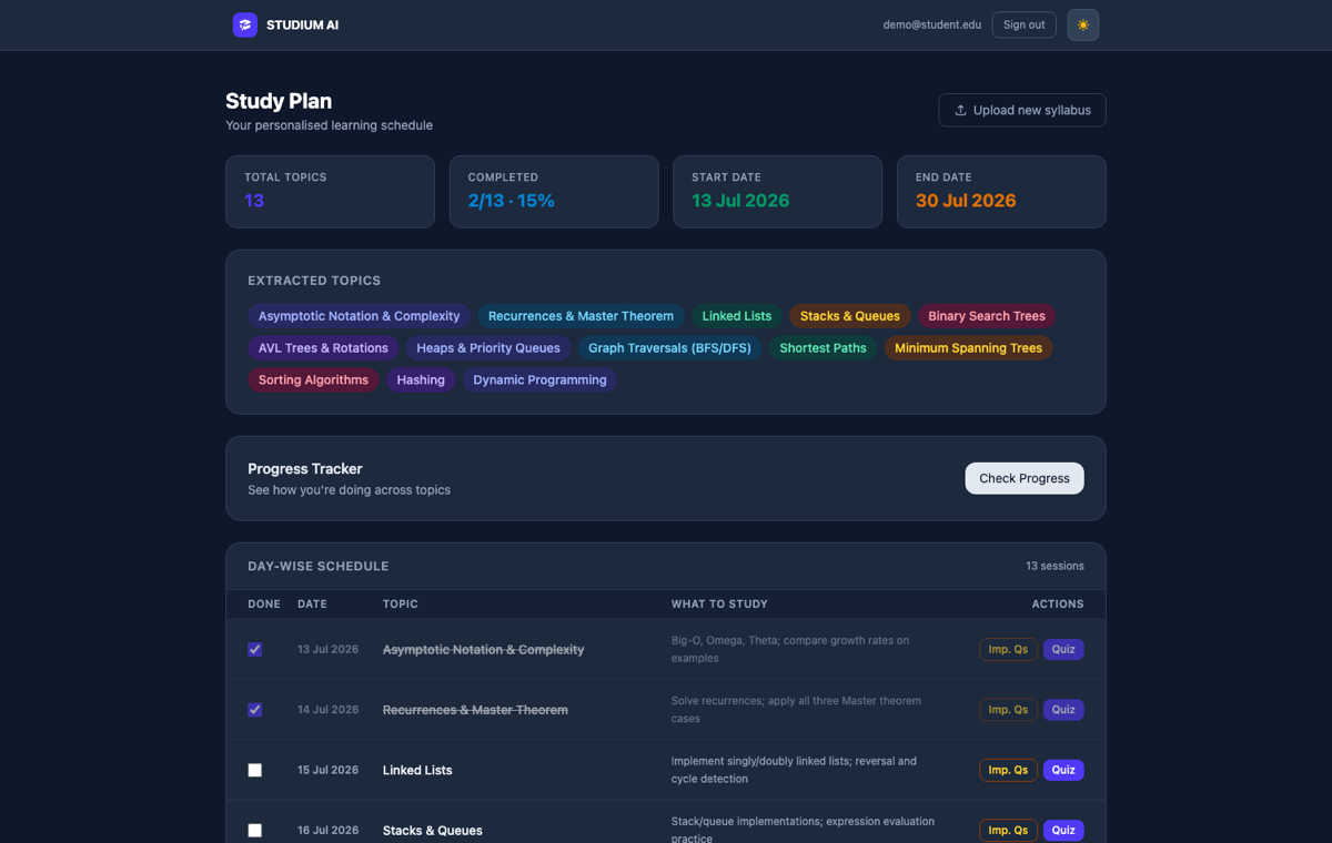 Studium AI — screenshot of the running app